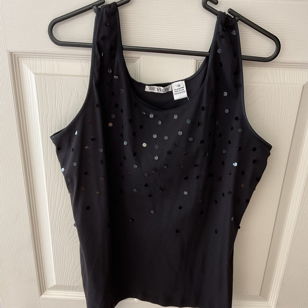 Black Sequin Tank Top 1x-2x NWT